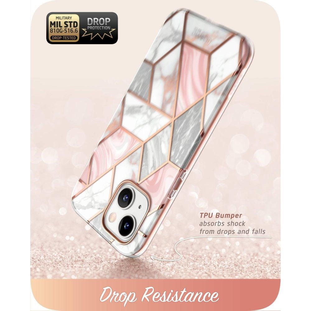 iPhone 14 / 13 i-Blason Cosmo Marble Bagside Cover m. Skærmbeskyttelse - Pink