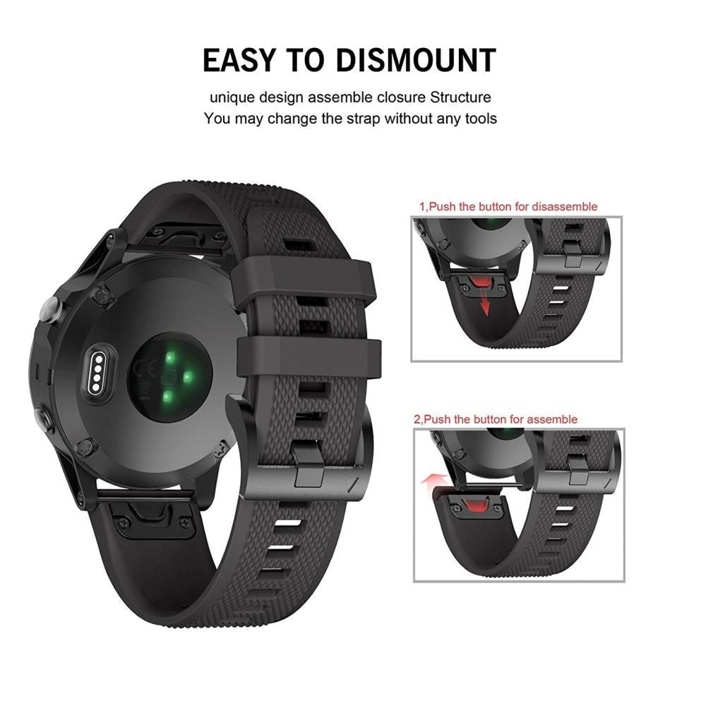 Universal Garmin 26 mm QuickFit-stropp Tech-Protect Smooth Strap - Svart