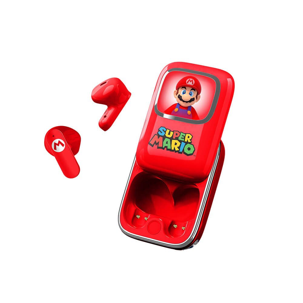 OTL Super Mario True Wireless In-Ear Høretelefoner - inkl. Skub-Op Opladningsetui - Rød