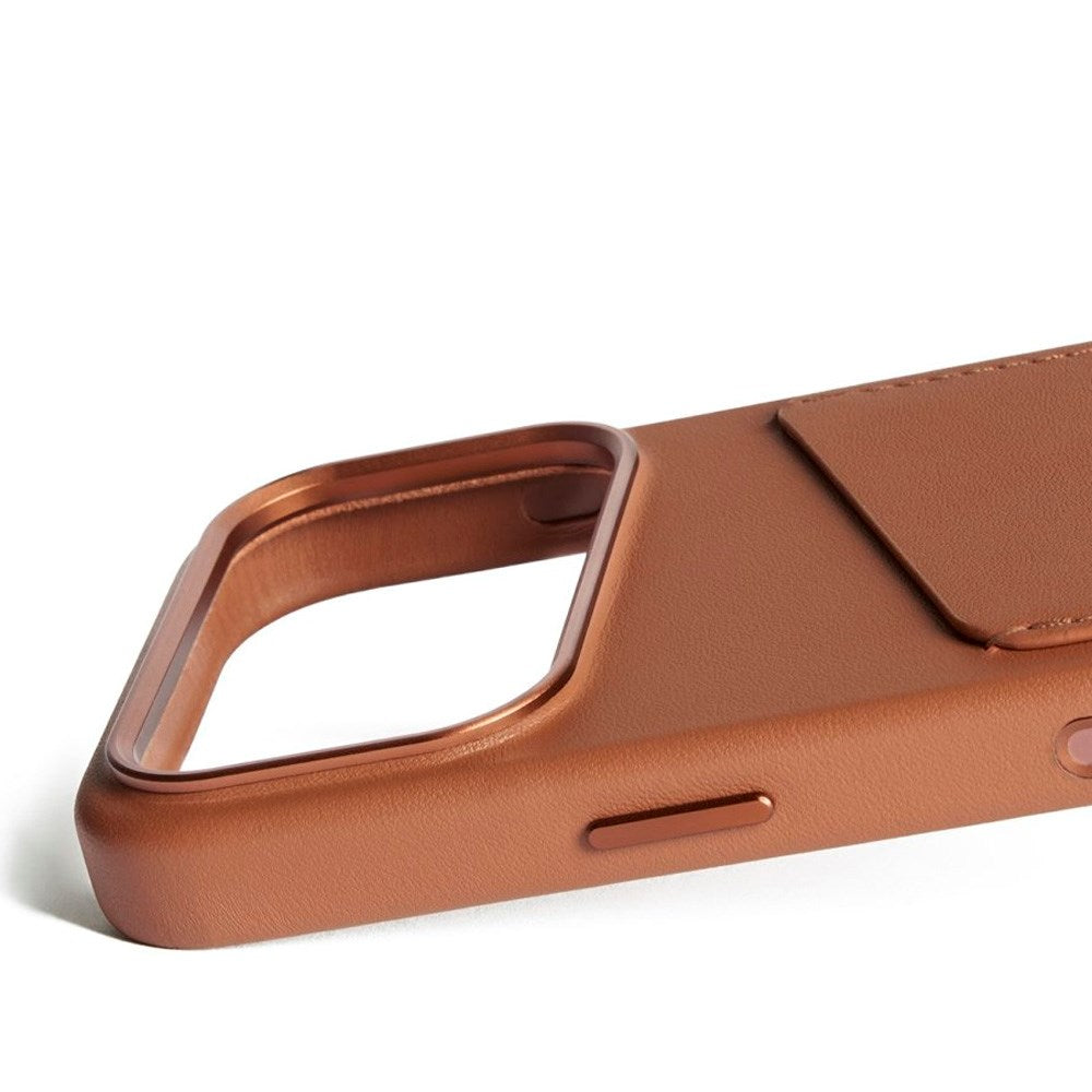 iPhone 17 Pro Mujjo Wallet Leather Cover - MagSafe Kompatibel - Tan