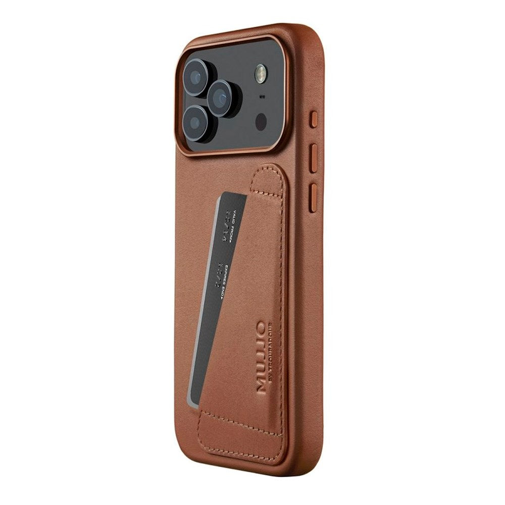 iPhone 17 Pro Max Mujjo Wallet Leather Cover - MagSafe Kompatibel - Tan