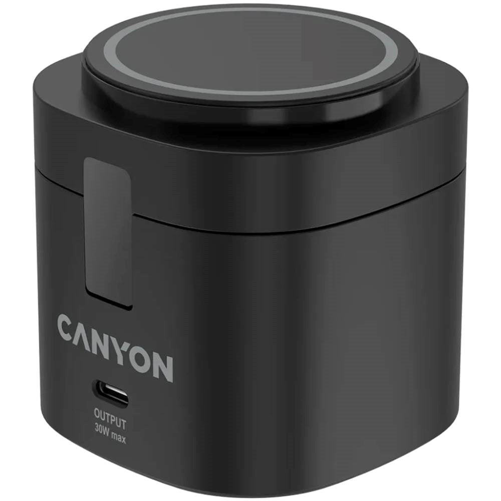 Canyon 15W Qi2 2-i-1 Trådløs Oplader - MagSafe Kompatibel - Sort