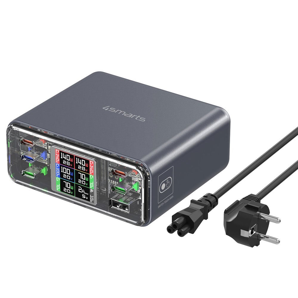 4smarts Lucid GaN DIY 360W Bordoplader - 5x USB-C & 1x USB-A - Grå