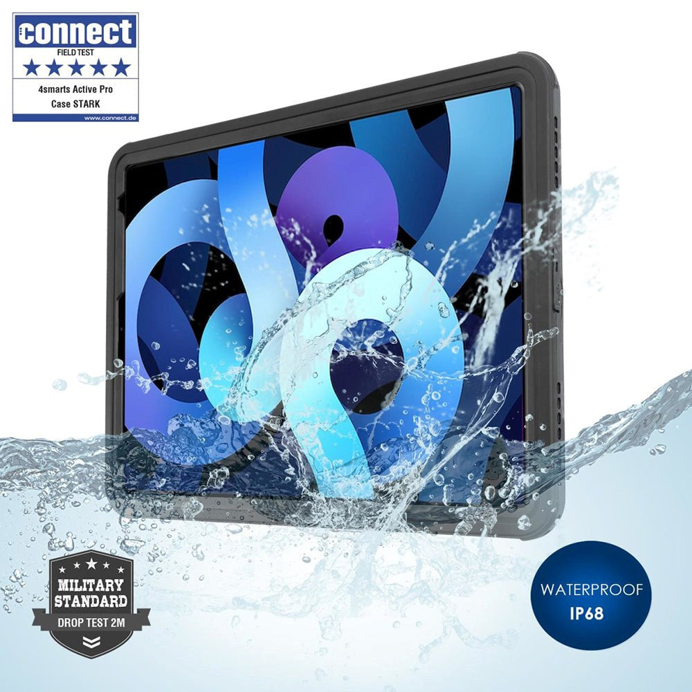 iPad 11" (2025) / iPad 10.9" (2024/2022) 4smarts Active Pro Rugged Case Stark - Vanntett deksel - Svart