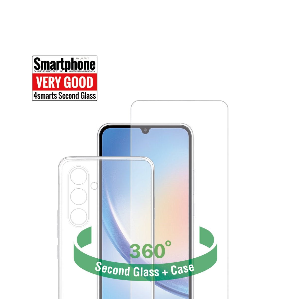 Samsung Galaxy A24 4smarts Second Glass X-Pro 360° beskyttelsessett (deksel + herdet glass)