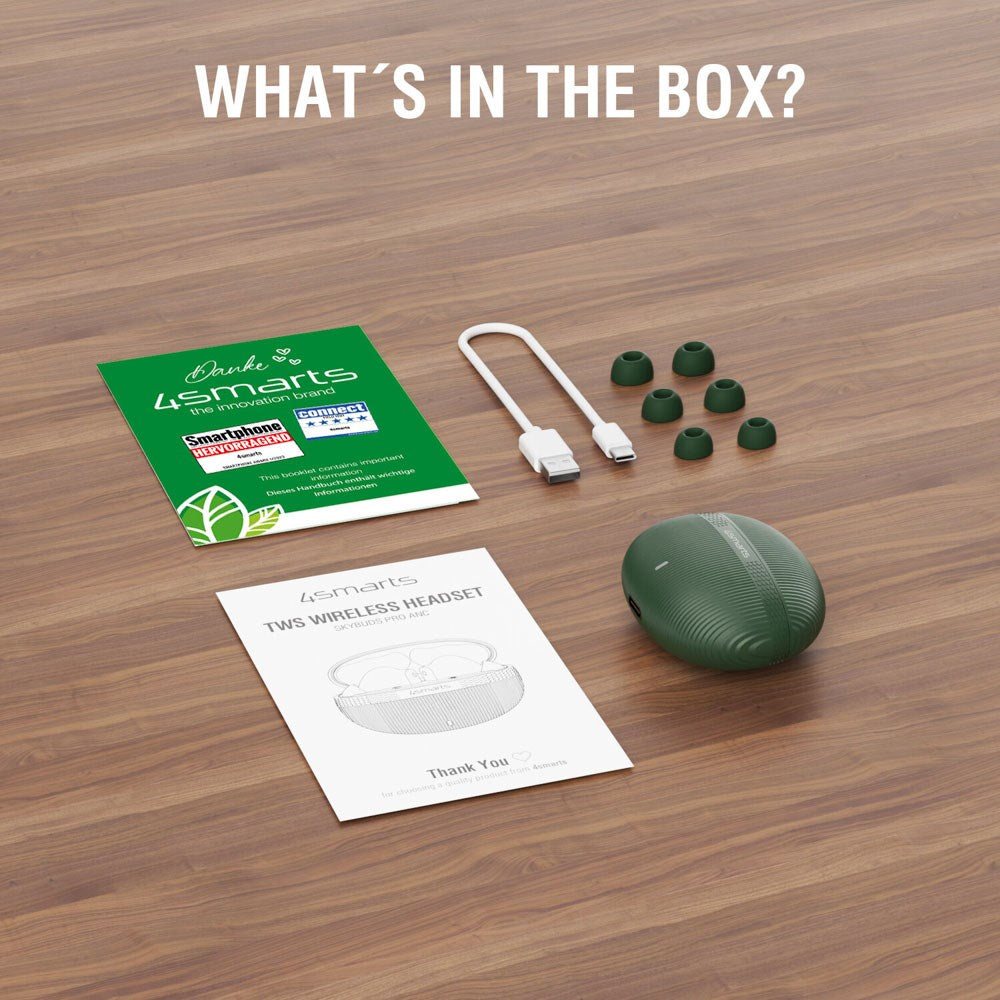 4smarts True Wireless In-Ear SkyBuds Pro Headset m. Aktiv Støjreduktion - Grøn