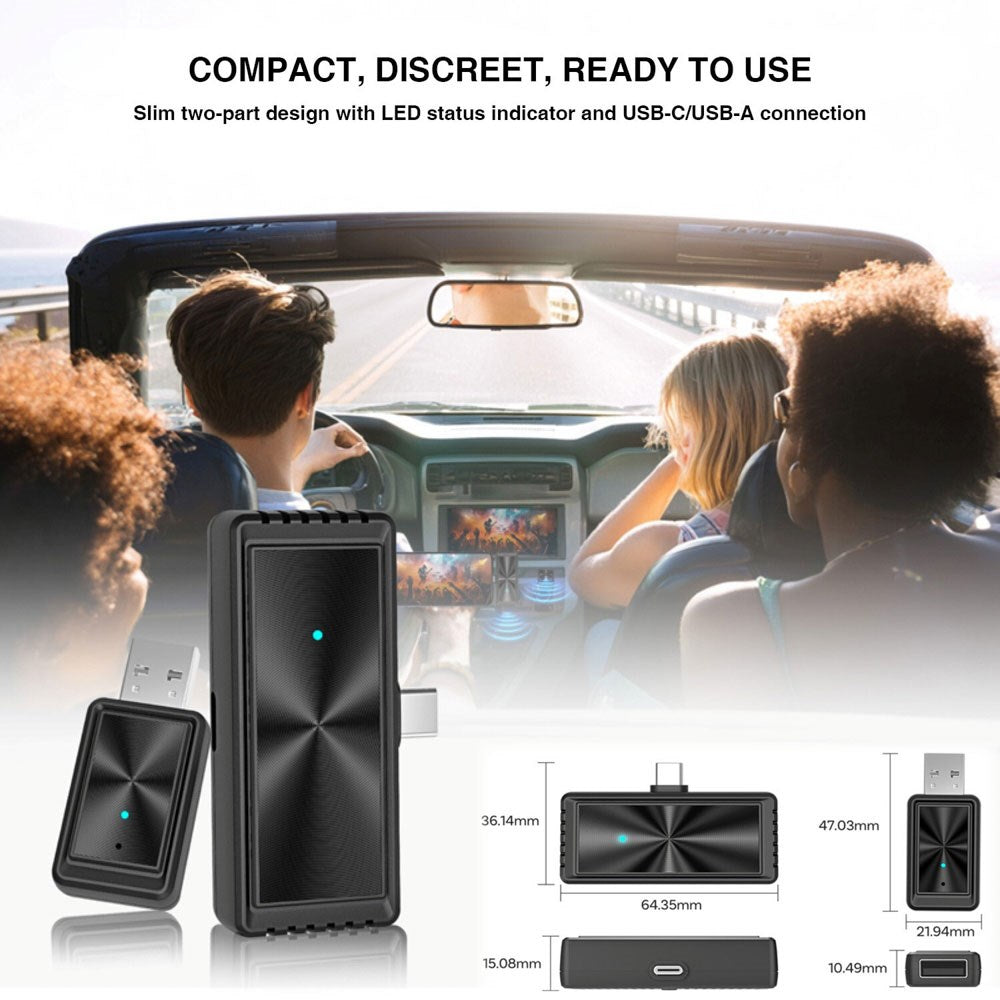 4Smarts Trådløs Adapter m. Skærmdublering - Apple CarPlay & Android Auto - Sort