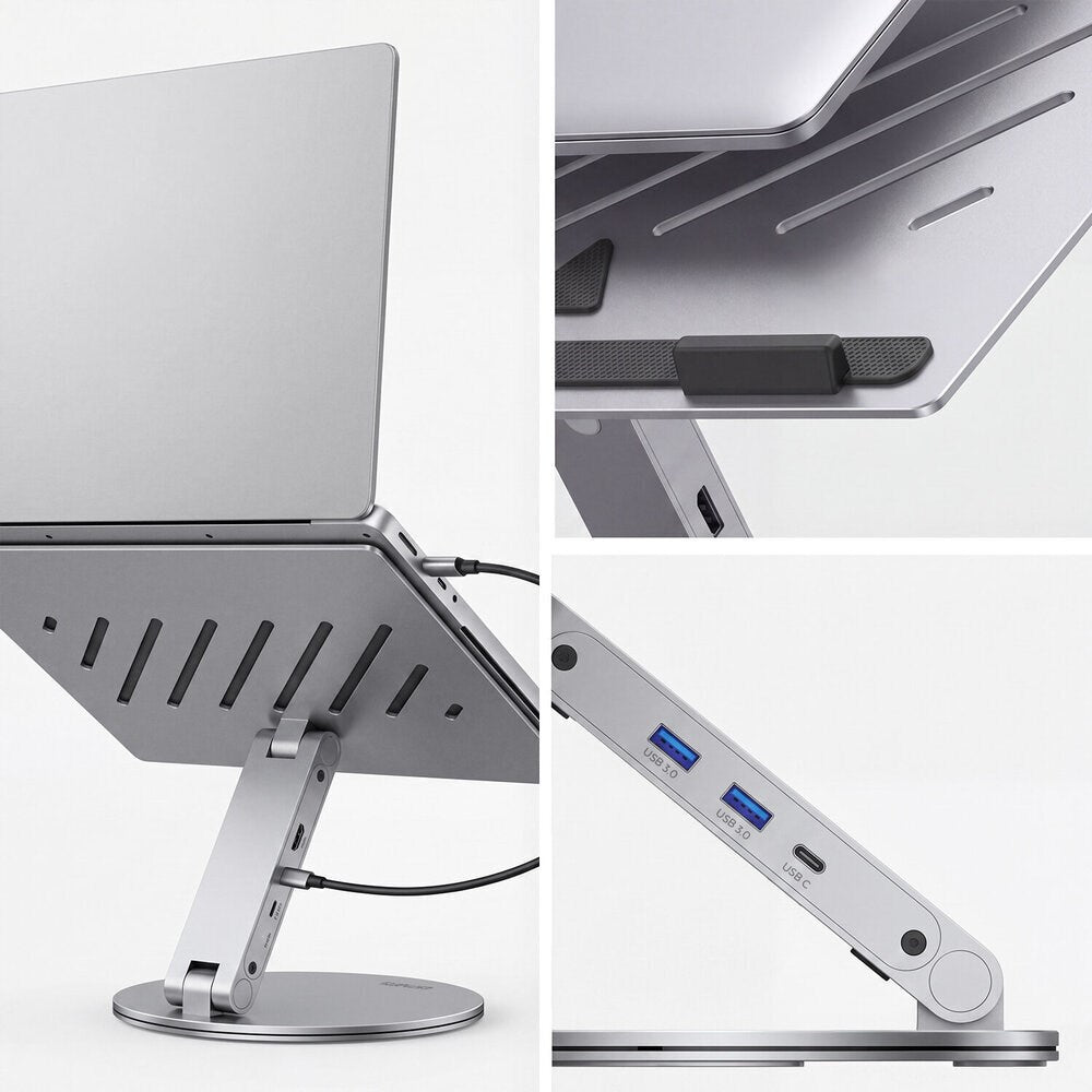 4smarts ErgoPro 360 Graders Laptop / Tablet Stativ m. 6-i-1 USB-C Dock - Grå