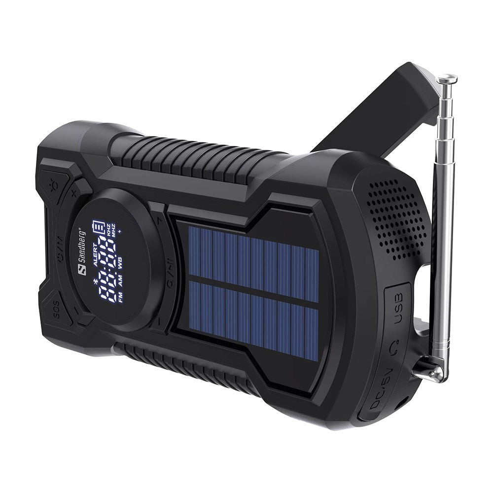 Sandberg Survivor Radio - 5000mAh Solar PowerBank m. Nødradio og lommelykt - Svart