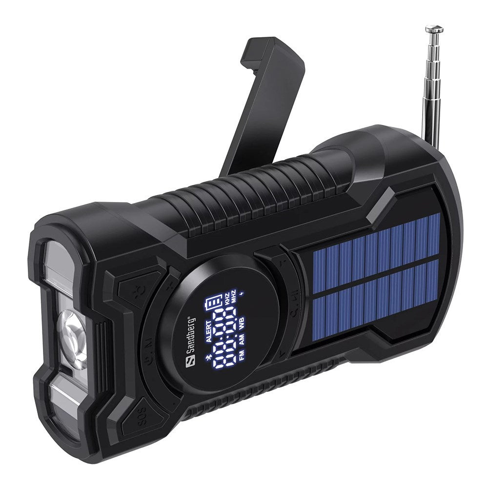 Sandberg Survivor Radio - 5000mAh Solar PowerBank m. Nødradio og lommelykt - Svart