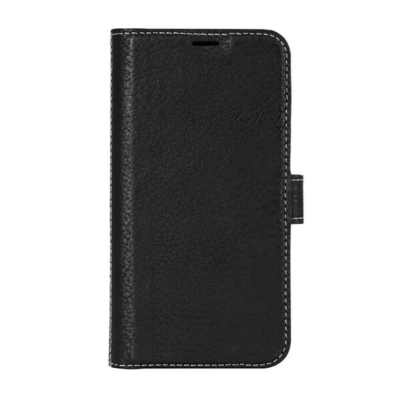 Essentials iPhone 12 / 12 Pro Ægte Læder Flip Cover 2 i 1 m. Kortholder - Sort