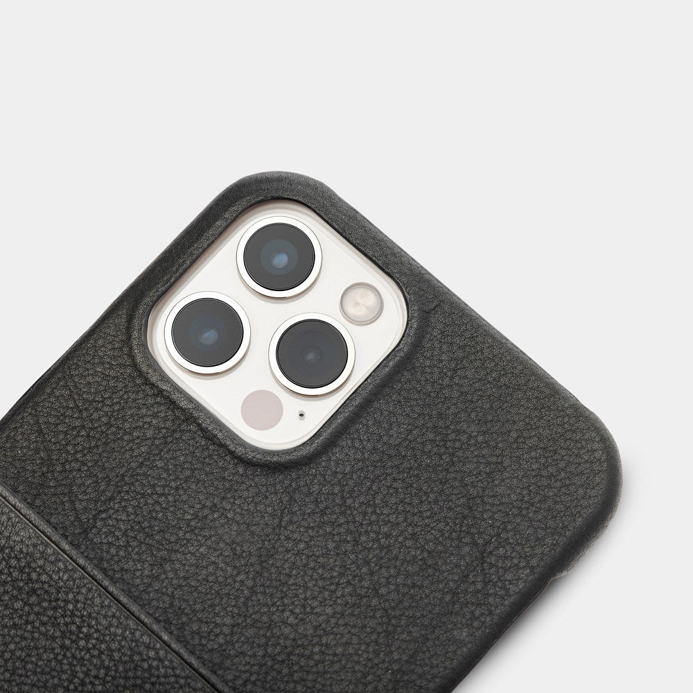Trunk iPhone 13 Pro Ægte Læder Mobil Cover m. Kortlomme - Sort