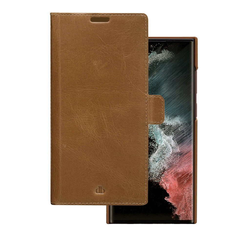 Samsung Galaxy S22 Ultra dbramante1928 Heather Magnet Flip-deksel i ekte skinn - brun
