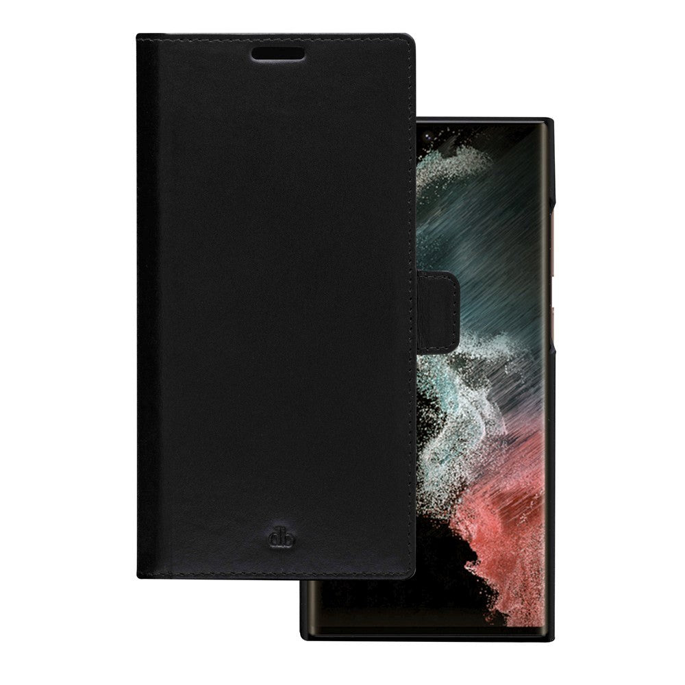 Samsung Galaxy S22 Ultra dbramante1928 Heather Magnet Flip-deksel i ekte skinn - svart