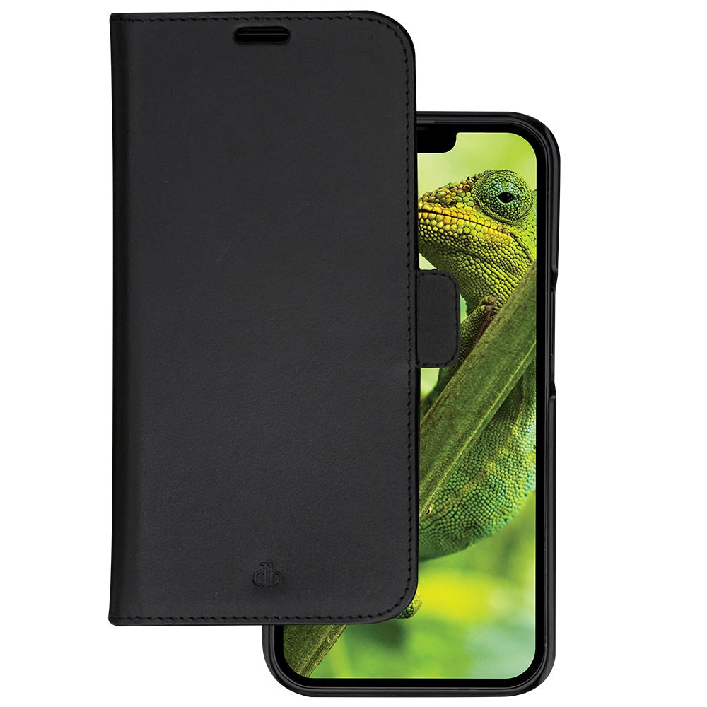 iPhone 14 dbramante1928 Heather ekte skinn magnet flip-deksel - svart