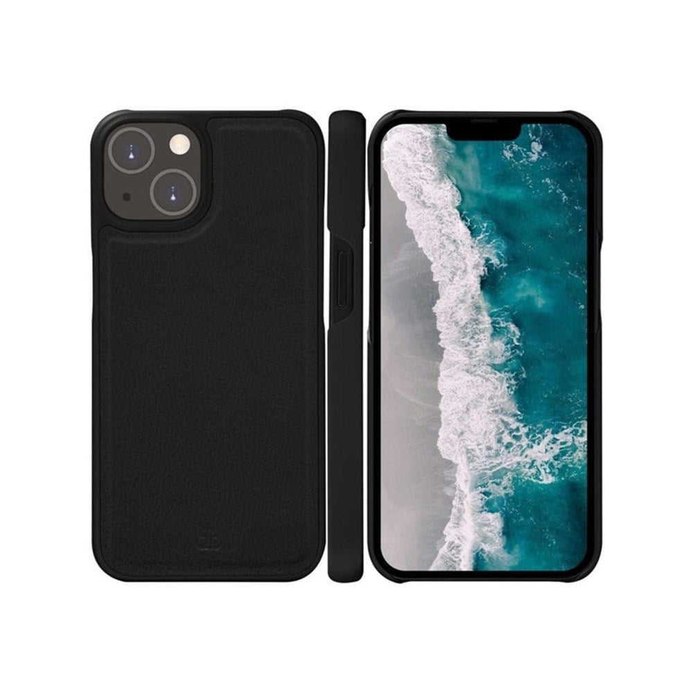 iPhone 14 / 13 dbramante1928 Stockholm Leather Magnet Flip Cover 2-i-1 - Svart