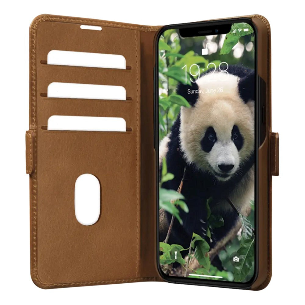 iPhone 12 / 12 Pro dbramante1928 Copenhagen Leather Flip Cover m. Lommebok - Tan