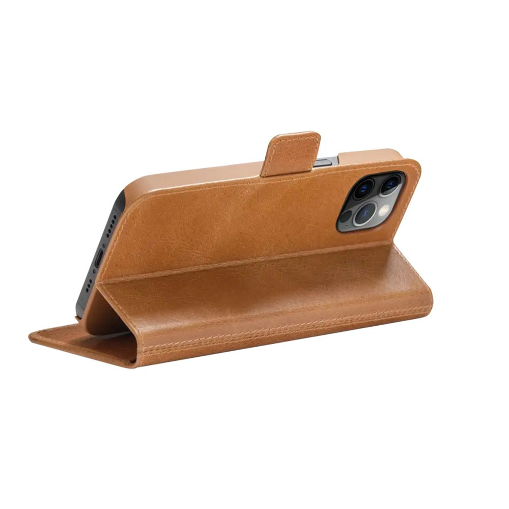 iPhone 12 / 12 Pro dbramante1928 Copenhagen Leather Flip Cover m. Lommebok - Tan