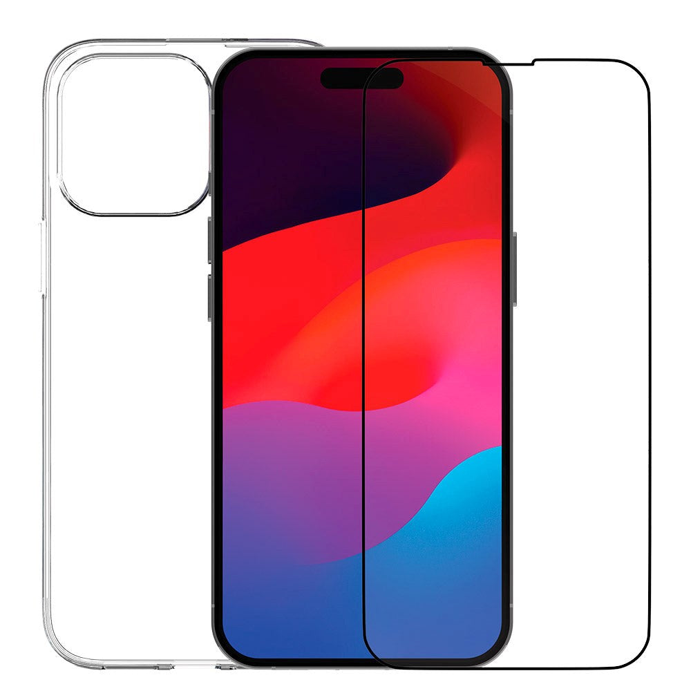 iPhone 15 Pro dbramante1928 360 Protection Eco Bundle - Bakdeksel og skjermbeskytter - Gjennomsiktig / svart kant