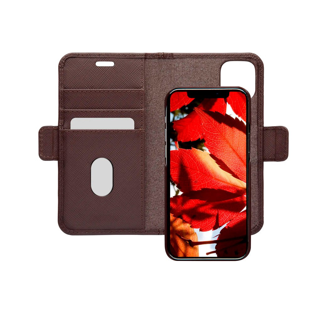 iPhone 12 Mini - dbramante1928 New York 2-i-1 Ægte Læder Flip Cover - Dark Chocolate