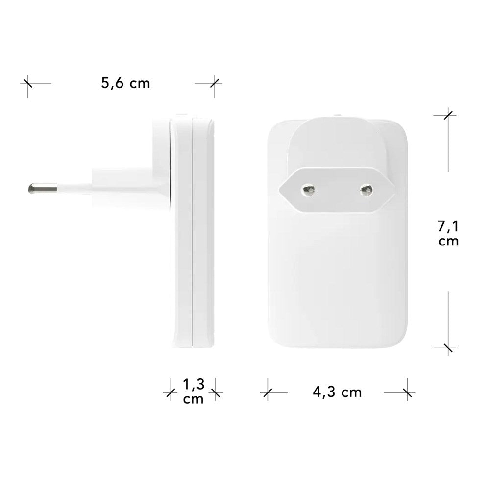 Slim Vægoplader - dbramante1928 - 1x USB-C 20W & 1x USB-A 18W - Hvid