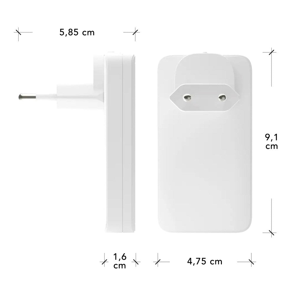 Slim Vægoplader - dbramante1928 - 1x USB-C 65W & 1x USB-A 30W - Hvid