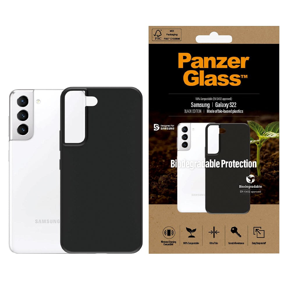 Samsung Galaxy S22+ (Plus) PanzerGlass Biodegradeable Case - 100% Plantebaseret - Sort
