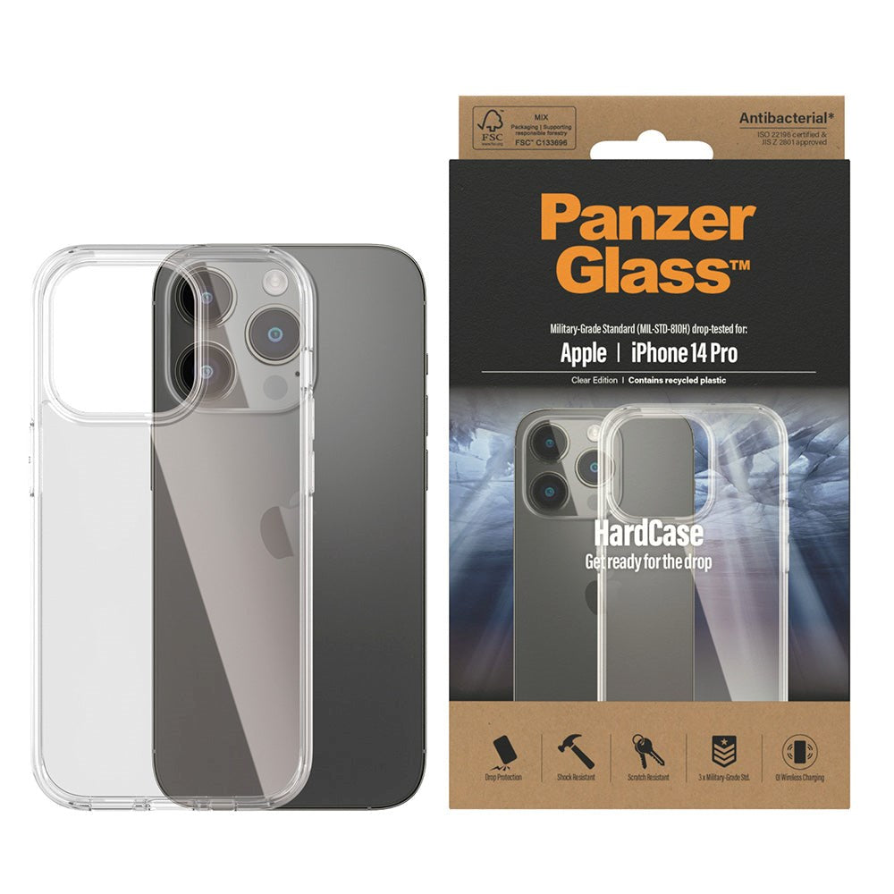 iPhone 14 Pro Bakdeksel PanzerGlass HardCase Antibakteriell - Gjennomsiktig
