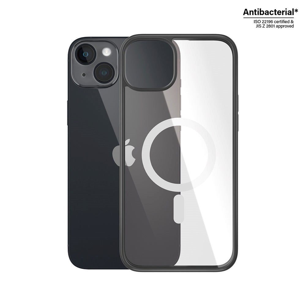 iPhone 14 Plus bakdeksel PanzerGlass Antibacterial ClearCase - MagSafe-kompatibel - Black Edge