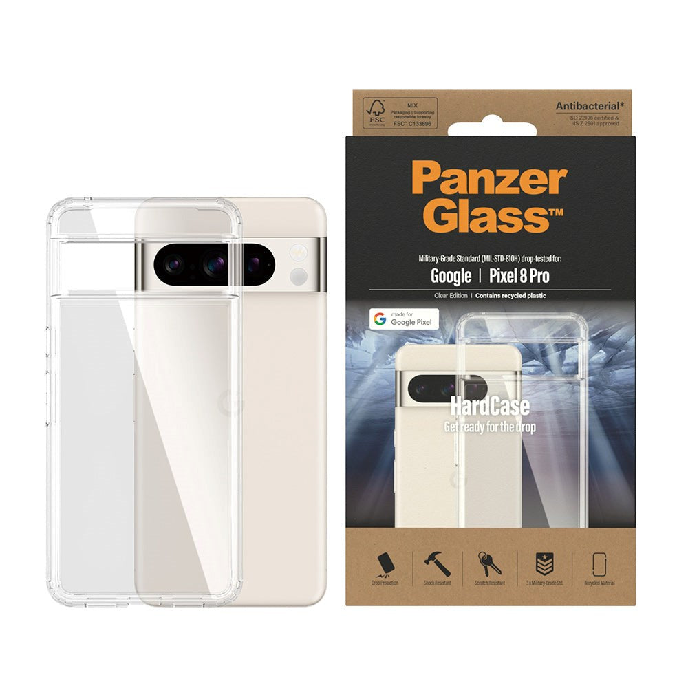 Google Pixel 8 Pro Bakdeksel PanzerGlass HardCase Antibakteriell - Gjennomsiktig