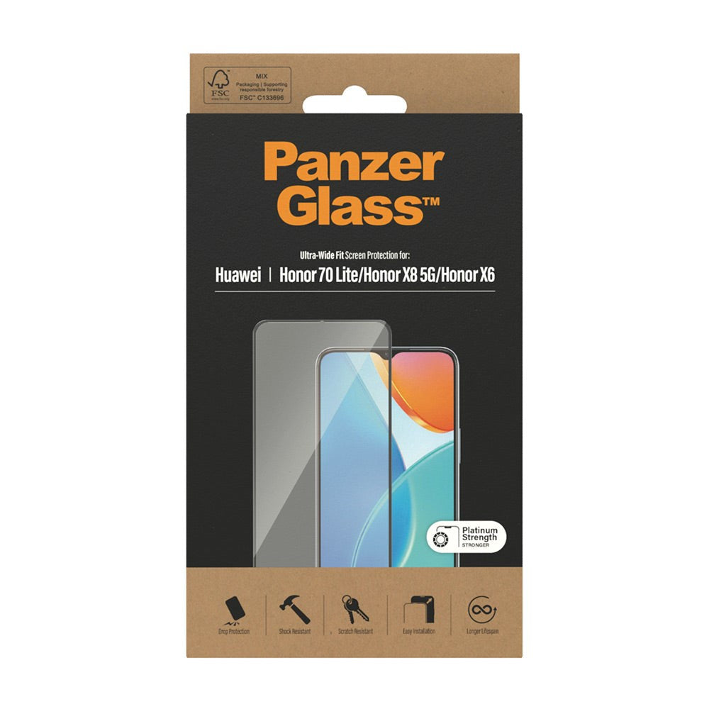Honor 70 Lite PanzerGlass Ultra Wide Fit skjermbeskytter - platinastyrke - svart kant