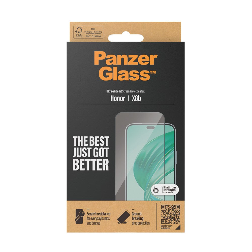 Honor X8b PanzerGlass Ultra Wide Fit skjermbeskytter - platinastyrke - svart kant
