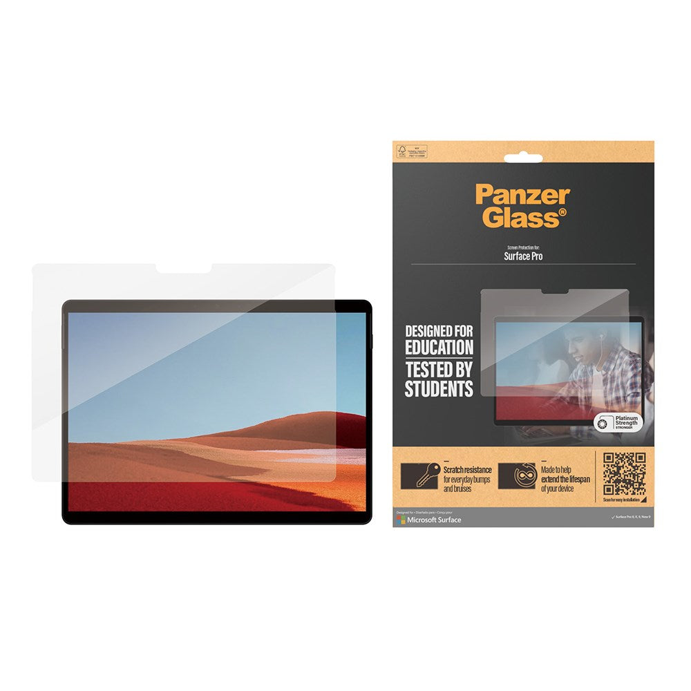 Microsoft Surface Pro X / Pro 8 / Pro 9 PanzerGlass AntiBacterial Ultra-Wide Fit skjermbeskytter - Platinastyrke - Gjennomsiktig