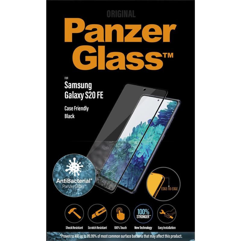 PanzerGlass Samsung Galaxy S20 FE / S20 FE (5G) Antibakteriell kant-til-kant skjermbeskytter - Veskevennlig - Svart