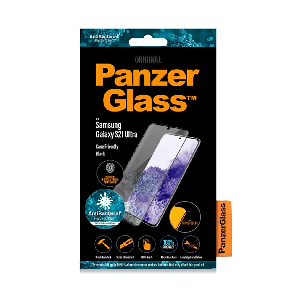 Samsung Galaxy S21 Ultra PanzerGlass Antibakteriell Edge-To-Edge Fringerprint Screen Protector - Veskevennlig - Svart