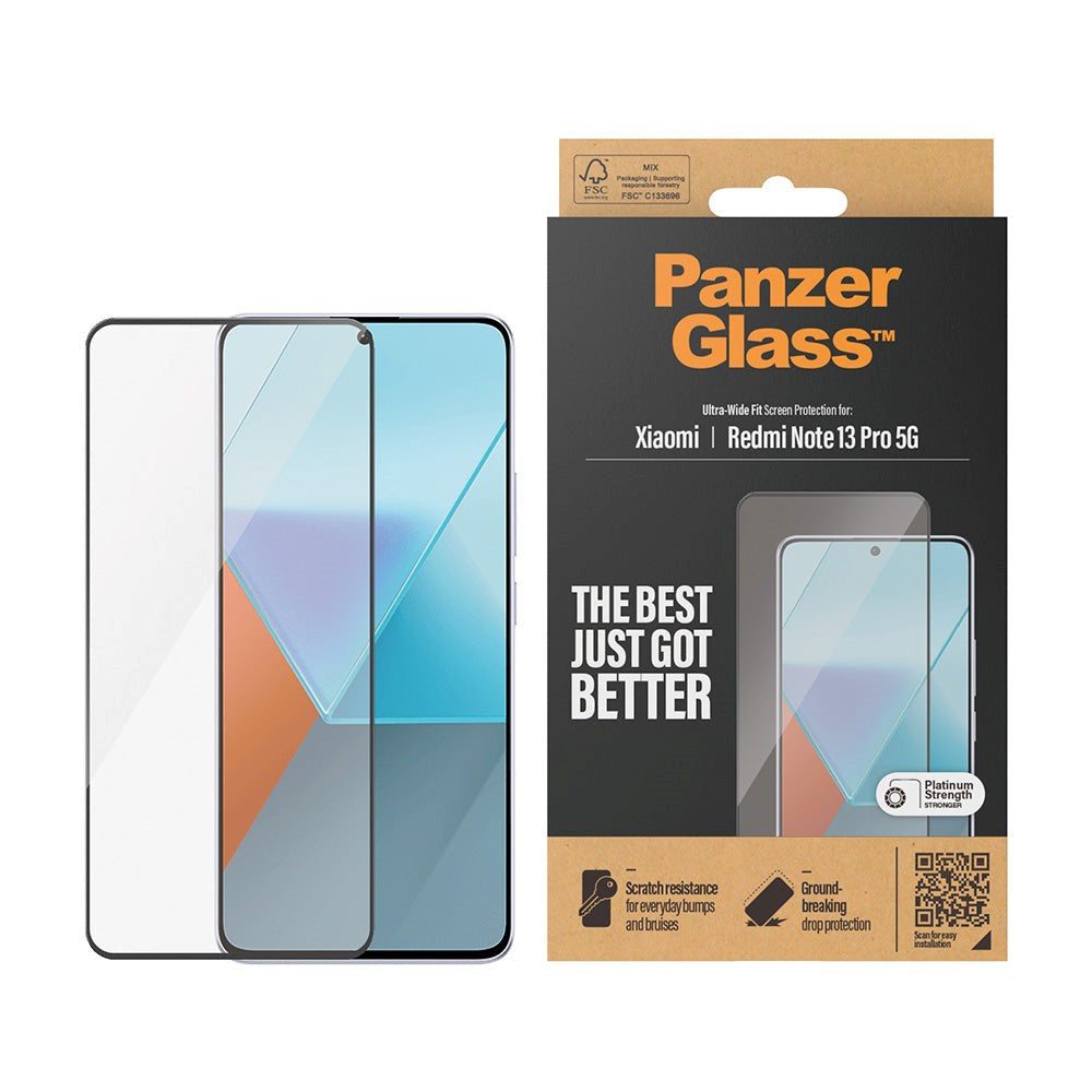 Xiaomi Redmi Note 13 Pro (5G) PanzerGlass Ultra Wide Fit-skjermbeskytter - Platinastyrke - Svart kant