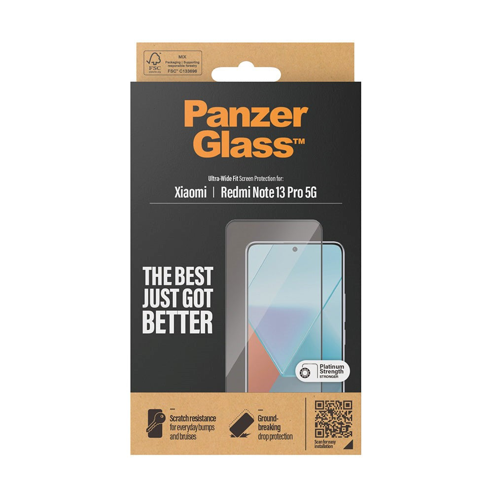 Xiaomi Redmi Note 13 Pro (5G) PanzerGlass Ultra Wide Fit-skjermbeskytter - Platinastyrke - Svart kant
