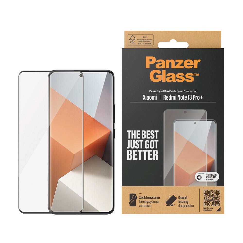 Xiaomi Redmi Note 13 Pro+ (pluss) PanzerGlass Ultra Wide Fit skjermbeskytter - Platinastyrke - Svart kant