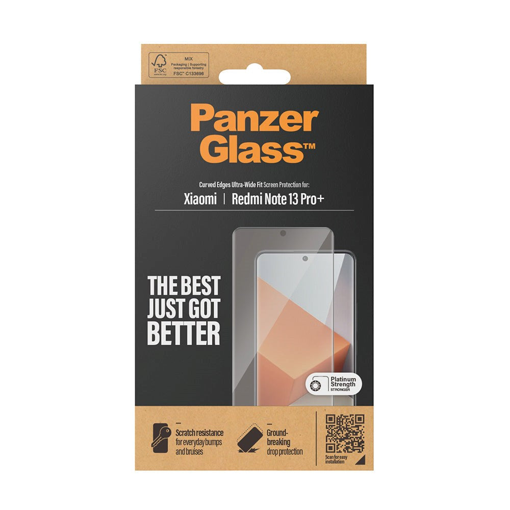 Xiaomi Redmi Note 13 Pro+ (pluss) PanzerGlass Ultra Wide Fit skjermbeskytter - Platinastyrke - Svart kant