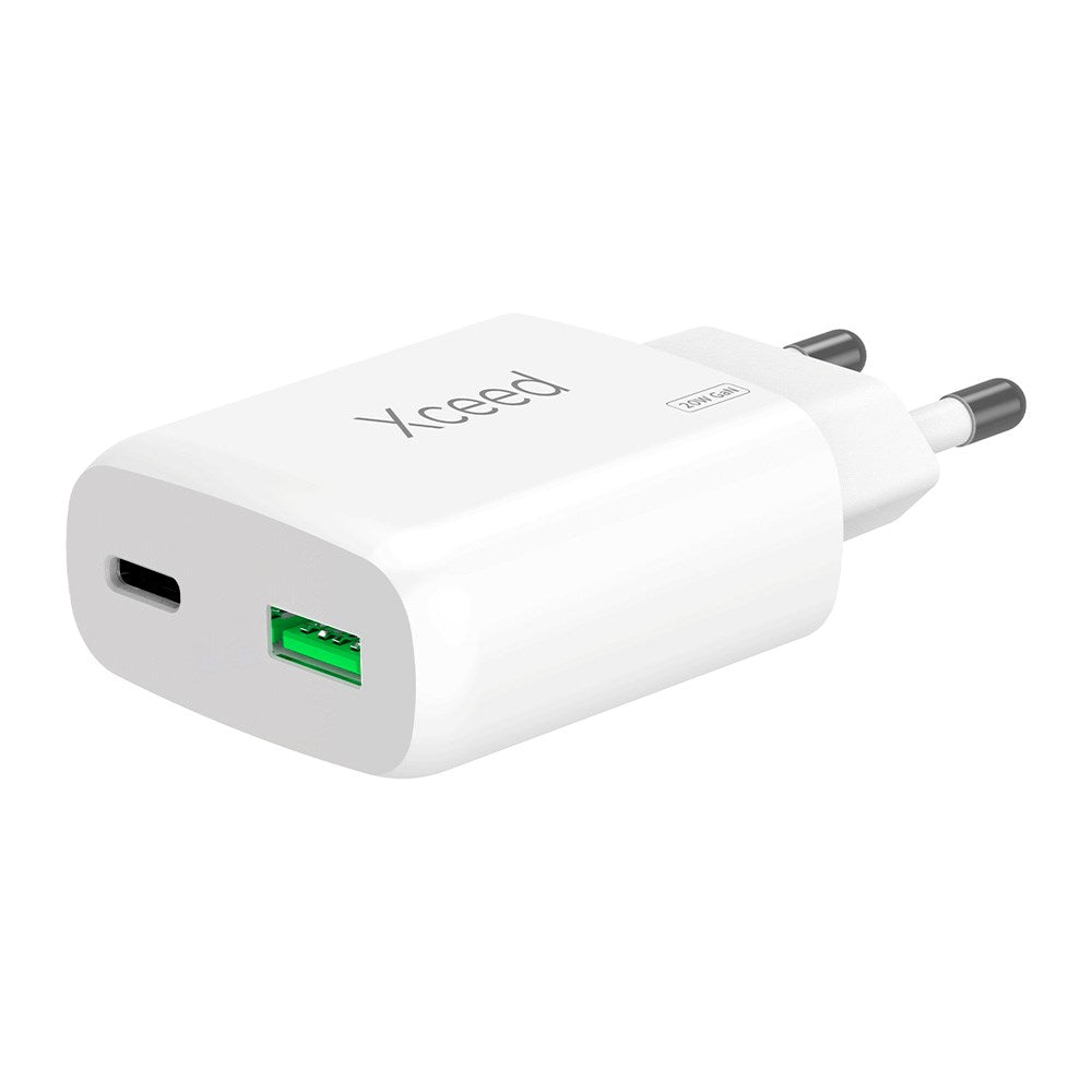 Xceed 20W GaN Multifunktionel Vægoplader - 1 x USB-C 1 x USB-A - Hvid