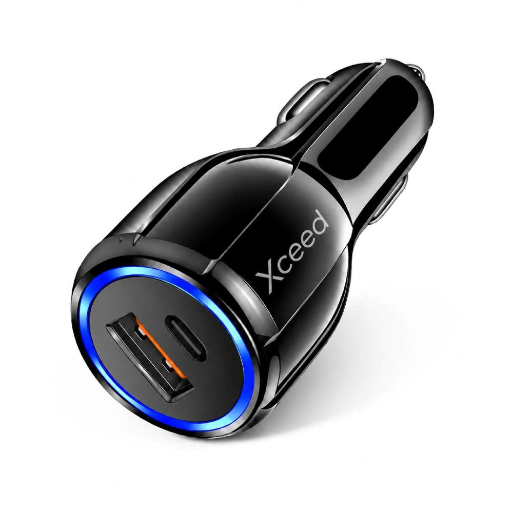 Xceed Biloplader 38W med USB-C og USB-A - Sort