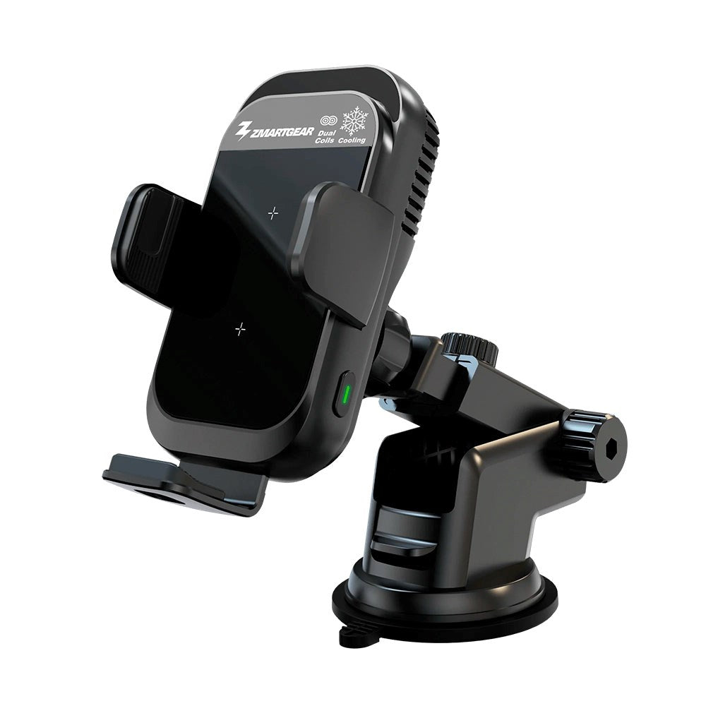 Zmartgear Mobilholder m. 15W trådløs lader - Kjølepute og sensorlukking - Maks mobil: 60 x 90 mm - Svart
