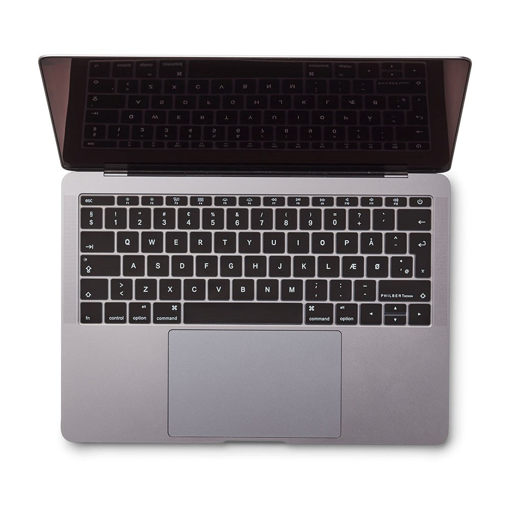 Philbert MacBook (A1534 / A1708) Tastaturdeksel m. Dansk tastatur - Svart