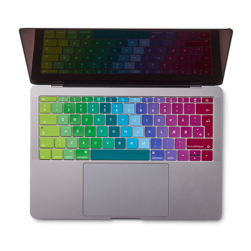 Philbert MacBook (A1534 / A1708) Keyboard Cover m. Dansk Tastatur - Rainbow