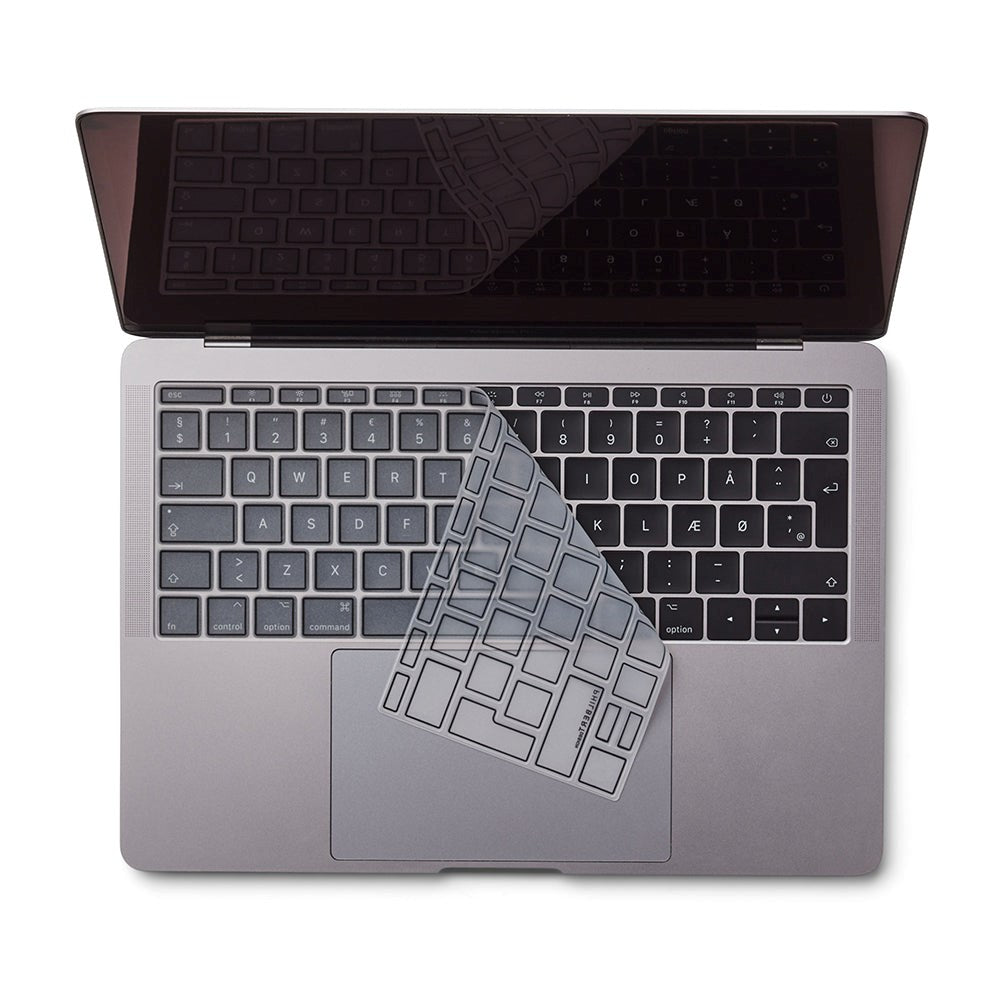 Philbert MacBook (A1534 / A1708) Tastaturdeksel m. Dansk tastatur - Gjennomsiktig / Sort