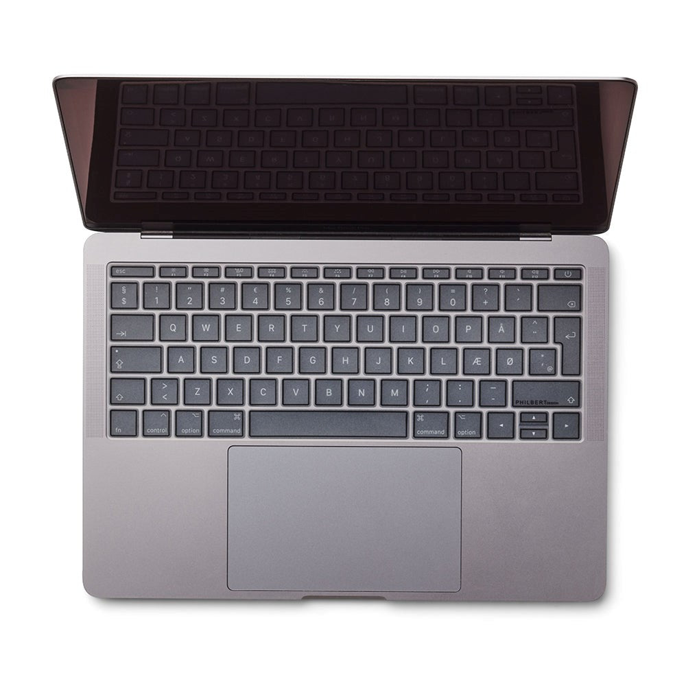 Philbert MacBook (A1534 / A1708) Tastaturdeksel m. Dansk tastatur - Gjennomsiktig / Sort