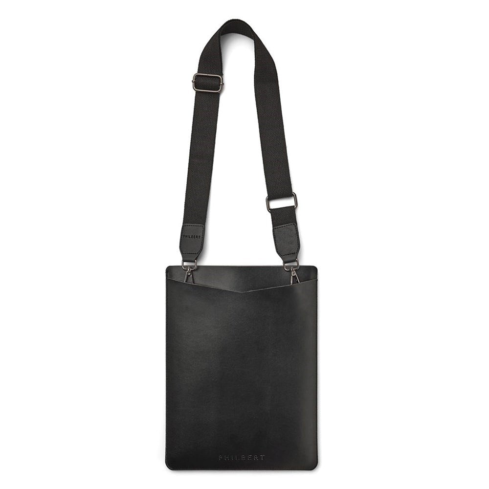 Philbert UltraSlim Vegan Leather Sleeve m. Stropp For MacBook / Laptop 16" (36 x 26 x 2 cm) - Svart