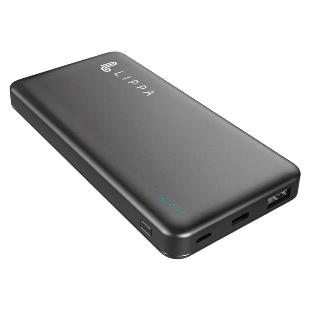 Lippa 18W Powerbank m. USB-C & USB-A - 10 000 mAh - Svart