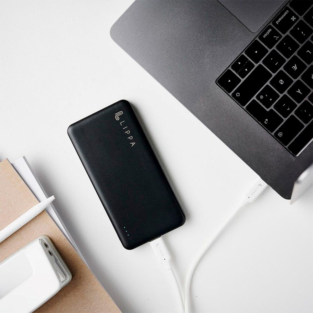 Lippa 18W Powerbank m. USB-C & USB-A - 10 000 mAh - Svart
