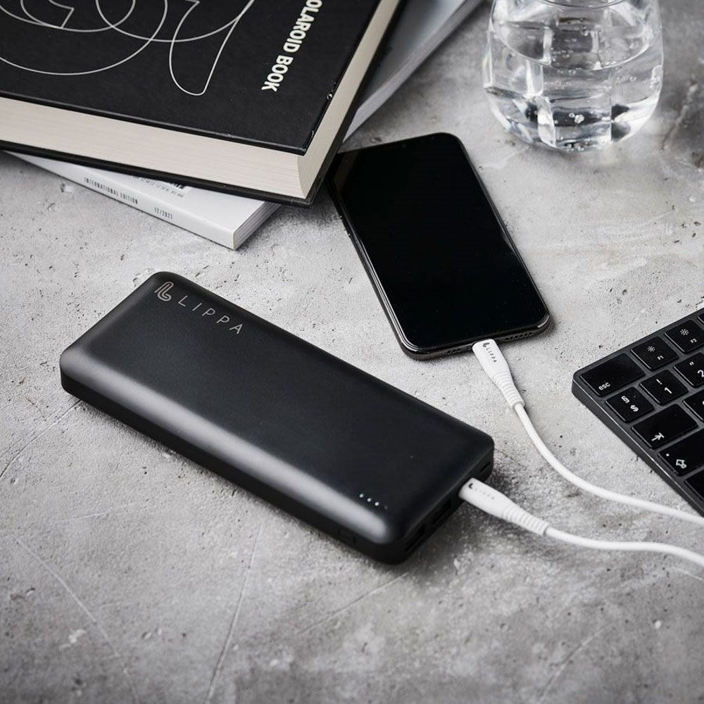 Lippa 65W Power Bank 26.800 mAh - 2 x USB-A - 1 x USB-C - Sort